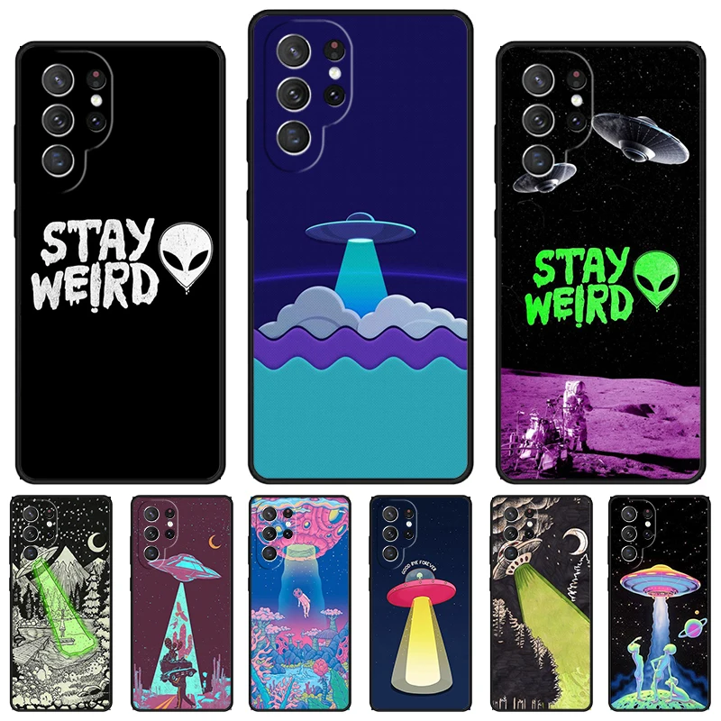 Aesthetics Alien Space Vaporwave phone case For Samsung Galaxy S24 S23 S22 Ultra Note 10 20 Plus S8 S9 S10 S20 S21 FE Cover