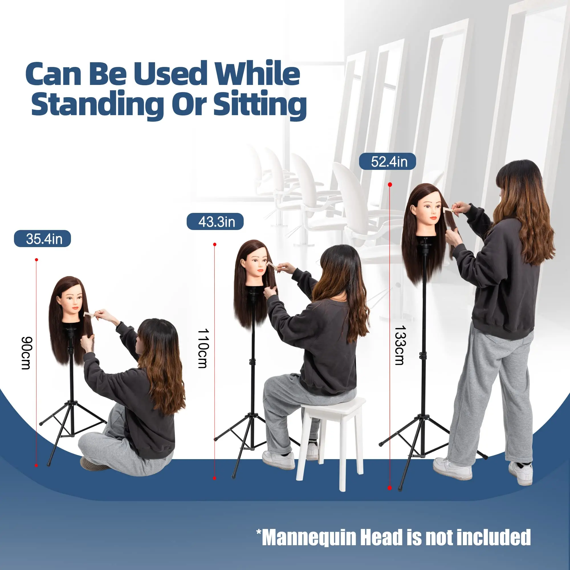 Adjustable Wig Head Stand For Cosmetology Hairdressing Training 55 Metal Mannequin Head Stand, Wig Stand Tripod With Accessories