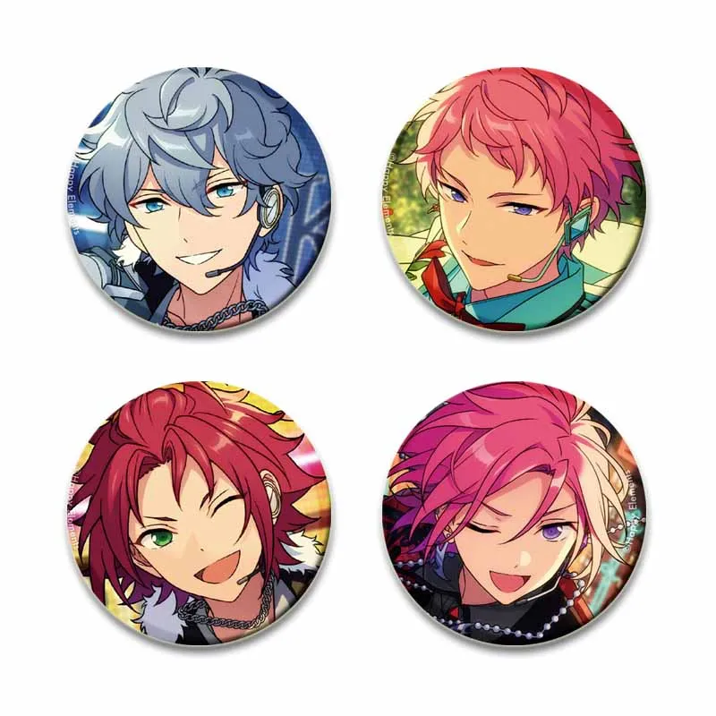 Music Game Ensemble Stars Brooch Pin Idol Leo Tsukinaga Kohaku Oukawa Icon Badges Creative Round Button Pins for Hat Clothes