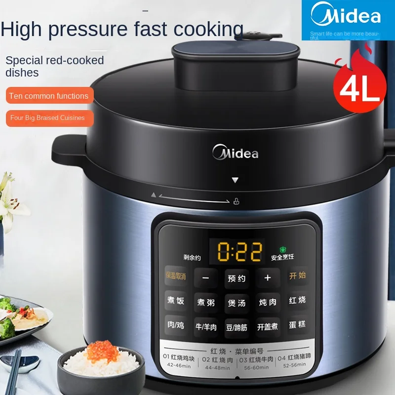 Midea Electric Pressure Cooker 4 Liters Large Screen Fully Automated Multi-function Rice Cooker