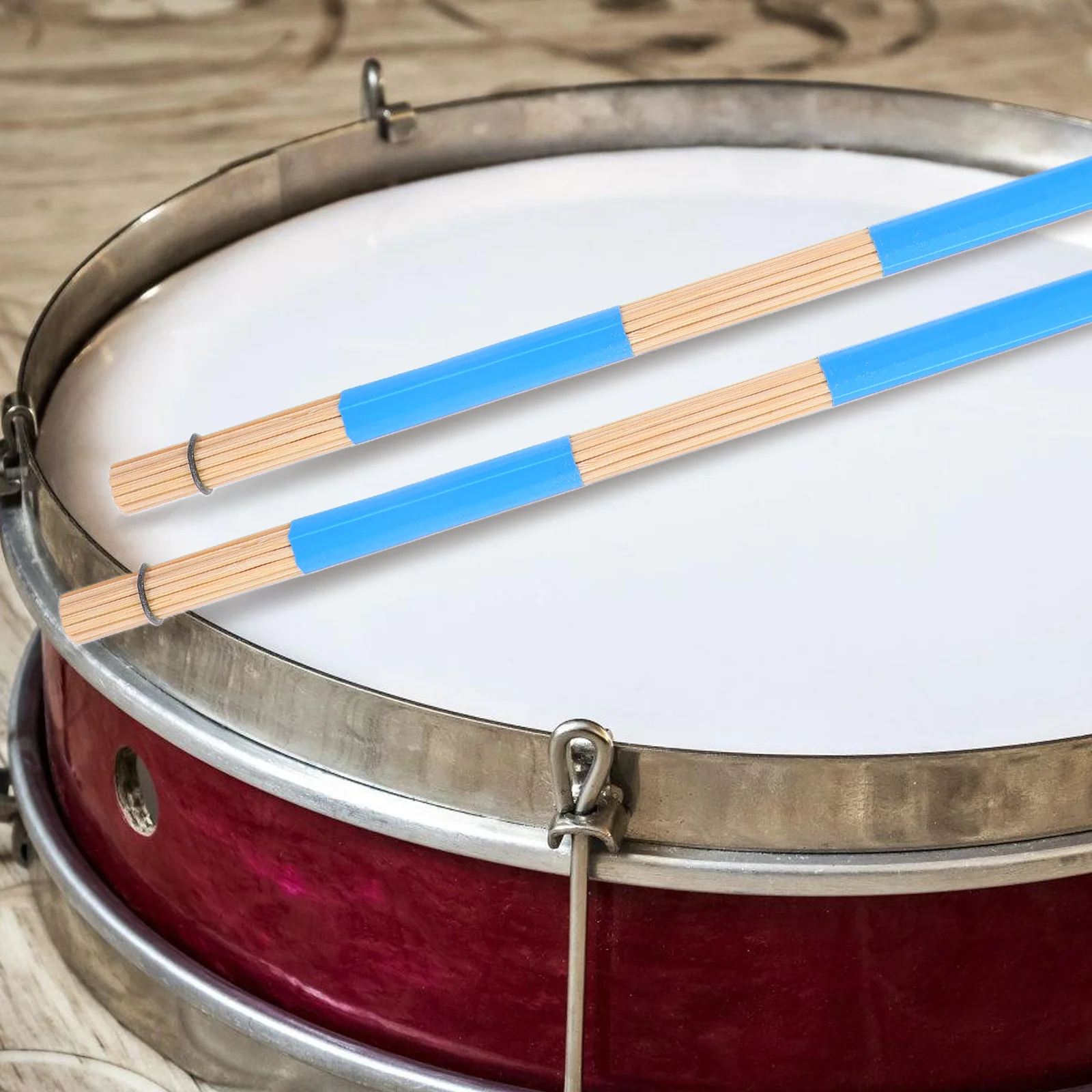 

1Pair Professional Wooden Drum Brushes 19 Rods Sturdy Bamboo Percussion Sticks for Jazz Folk Music Versatile Drumming Tools