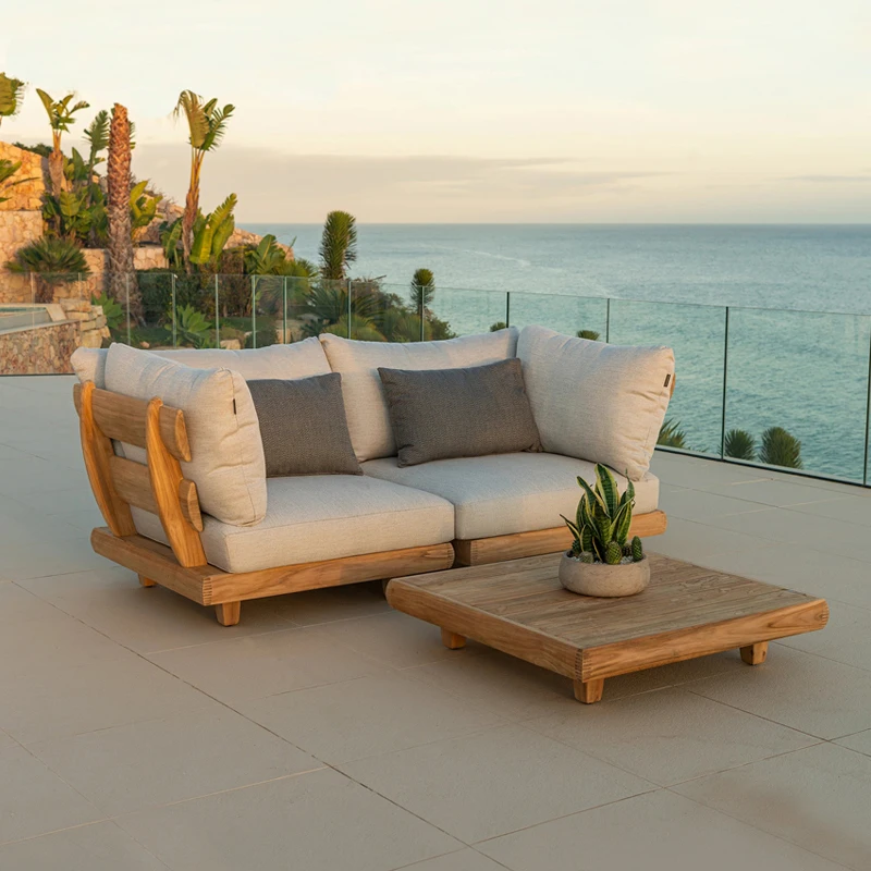 

Outdoor sofa, teak patio, solid wood, open-air indoor, rainproof and sunscreen coffee table combination