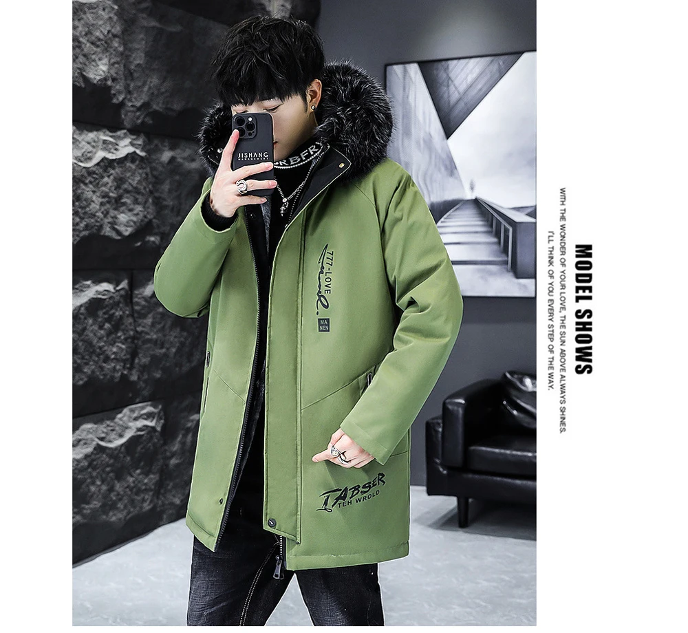 Winter männer Lange Unten Jacke Mode Männlichen Thermische Parkas Mäntel Casual Männer Klassische Pelz Kragen Warme Gepolsterte Jacken Kleidung 5XL – Detail 5