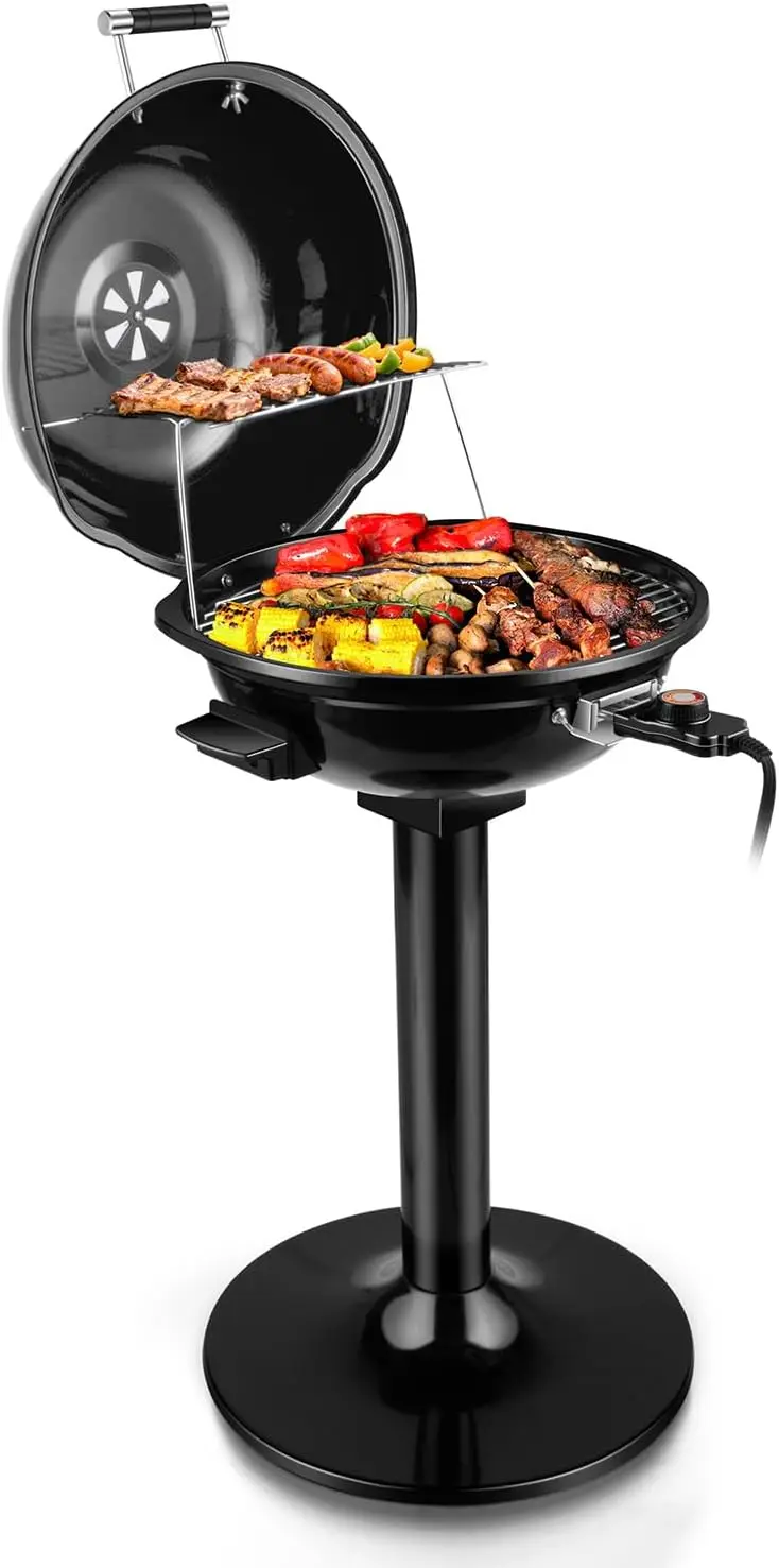 

Electric Grill, Indoor/Outdoor Electric BBQ Grill, 1600W Portable Removable Stand Grill with Adj able Heat & Drip Tr