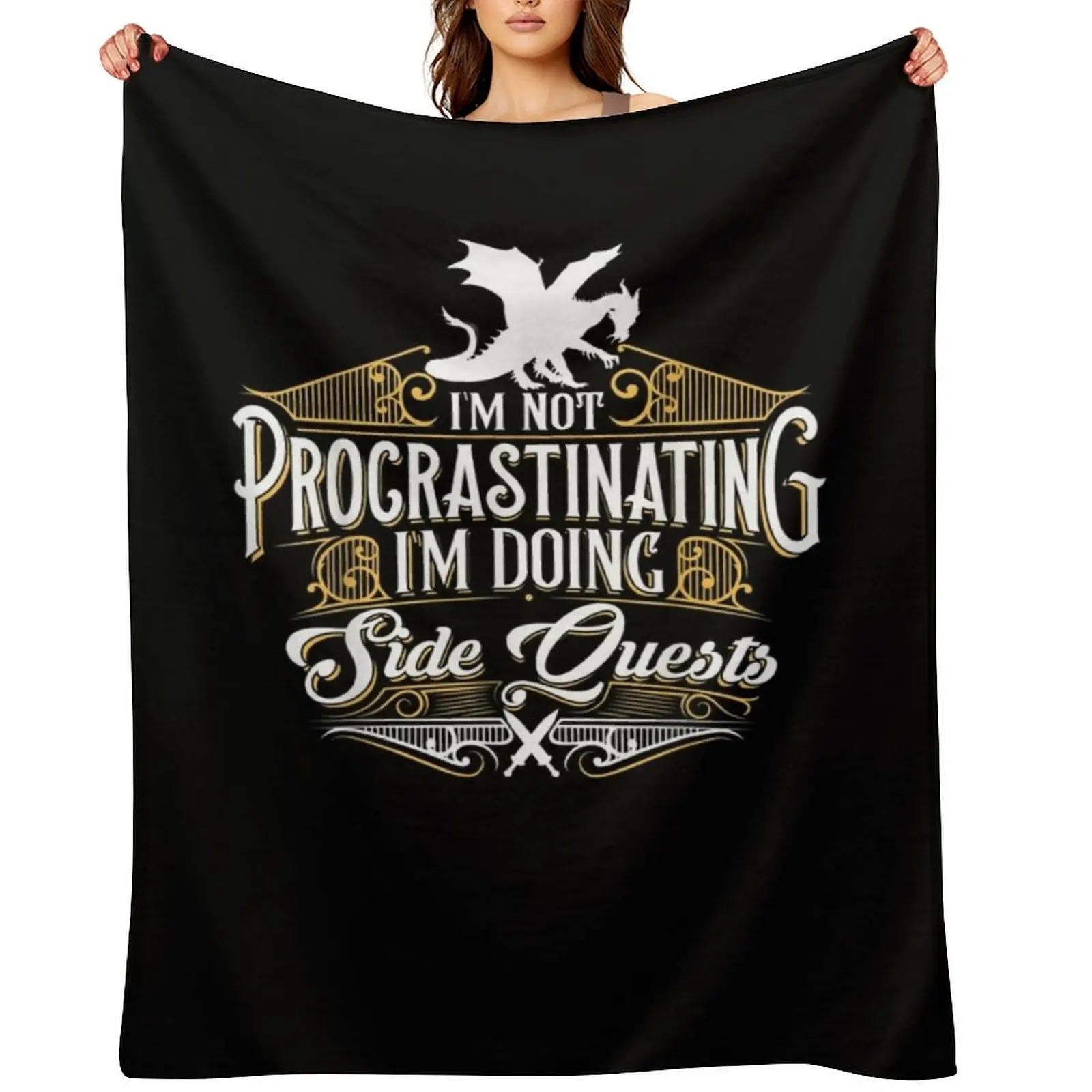 I'm Not Procrastinating I'm Doing Side Quests Throw Blanket Loose anime Extra Large Throw warm winter Blankets