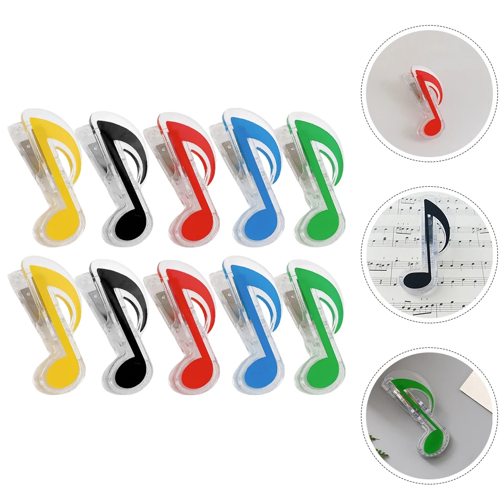

10pcs Note Clips for Music Books ColorfulABS Metal Grip clips memos photos music supply