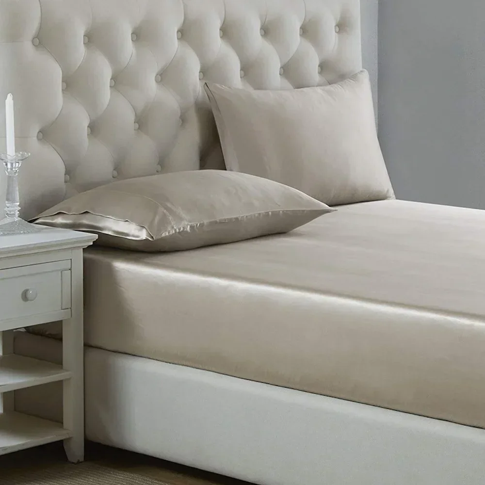 하이 퀄리티 통기성 실크 침구 세트, 천연 뽕나무 실크 새틴, 편안한 정전기 방지 07, 22 엄마, 100%