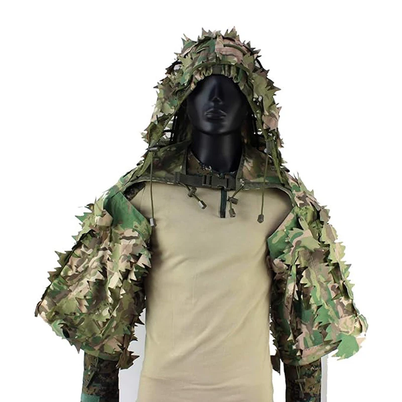 Ghillie-Anzug, taktischer Scharfschützmantel, Viper-Kappen, Jagdmantel, Material und Farbe optional, Tarnkleidung für Airsoft-Paintball – Detail 39