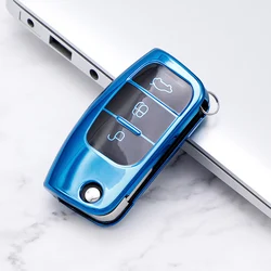 For Ford Focus 2 MK2 Fiesta Mondeo Galaxy Falcon Territory Ecosport Car TPU Folding Key Cover Bag Shell Case Keychain Protector