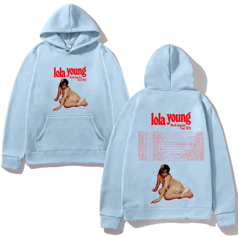 LOLA YOUNG tour2025 Graphic Printing Hooded With Pocket Grunge Comfortable Sweatshirts Sleeve Gothic Clothes Moletom Punk Hoody