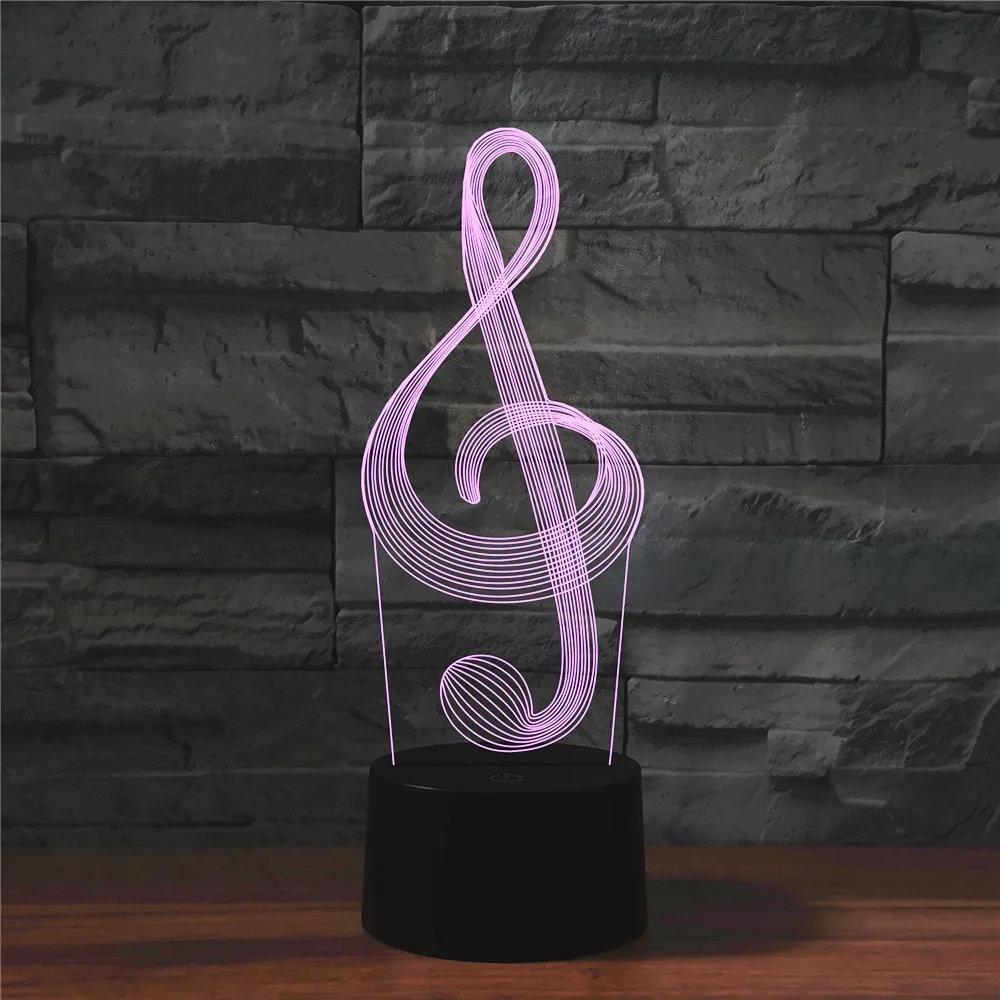 Kids 3D Night Light Music Note LED Illusion Night Lamp 7 Color Change Bedside Lamp for Room Dorm Decor Christmas Birthday Gift