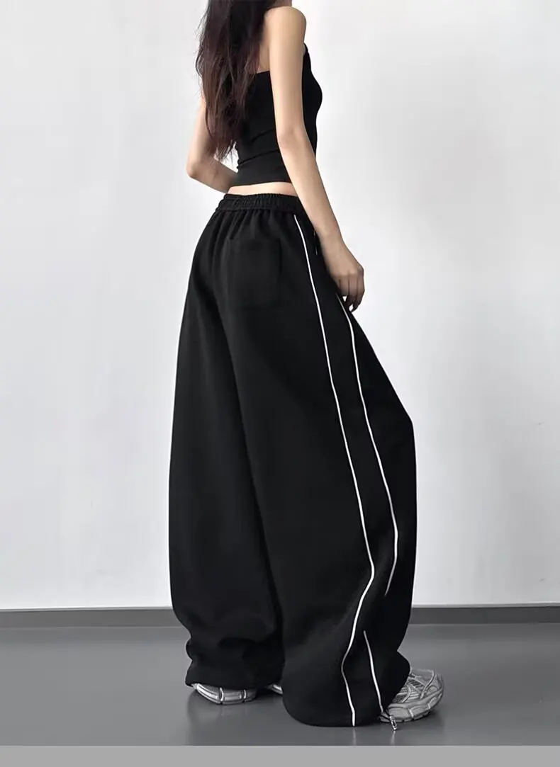 Damen Weite Hosen Frühling/Herbst Neuer Stil Locker Sitzende Slim-Fit Kordelzug Sporthosen Fließende Lässige Lange Hosen – Detail 9
