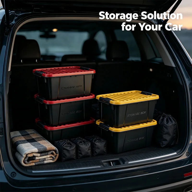 EKOA 5pcs and 6pcs 10L/11QT Heavy Duty Storage Box with Lid, Stackable Plastic Storage Bins  for Garage,  Workshop