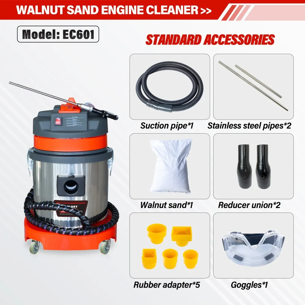 SOLARY EC601 Car Walnut Sand Iron Carbon Deposit Cleaner with High Pressure Valve Engine Internal Cleaning 1300W 15L AC 220-240V