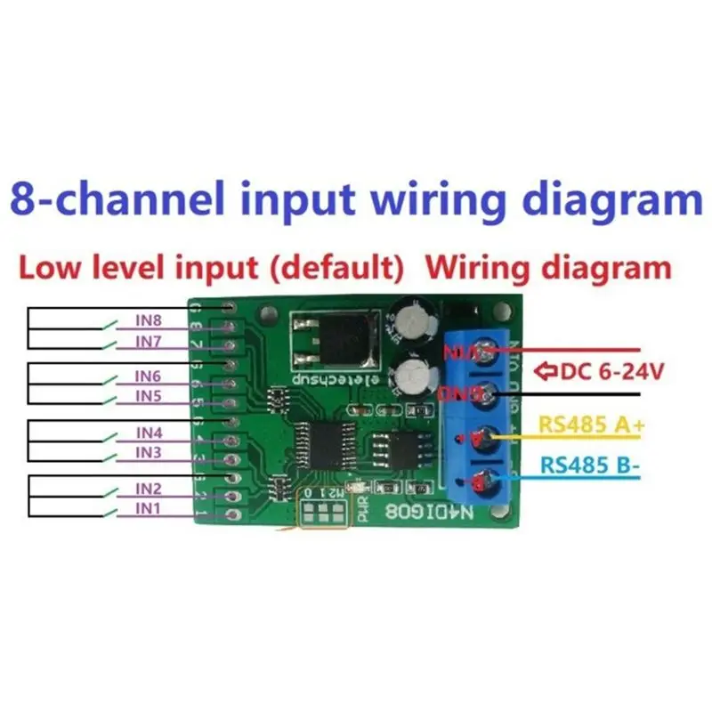 AB13-4X 8Ch Input/Output Digital Switch TTL Lvttl CMOS RS485 IO Control Module Modbus Rtu Board For PLC Relay, (No Pin)
