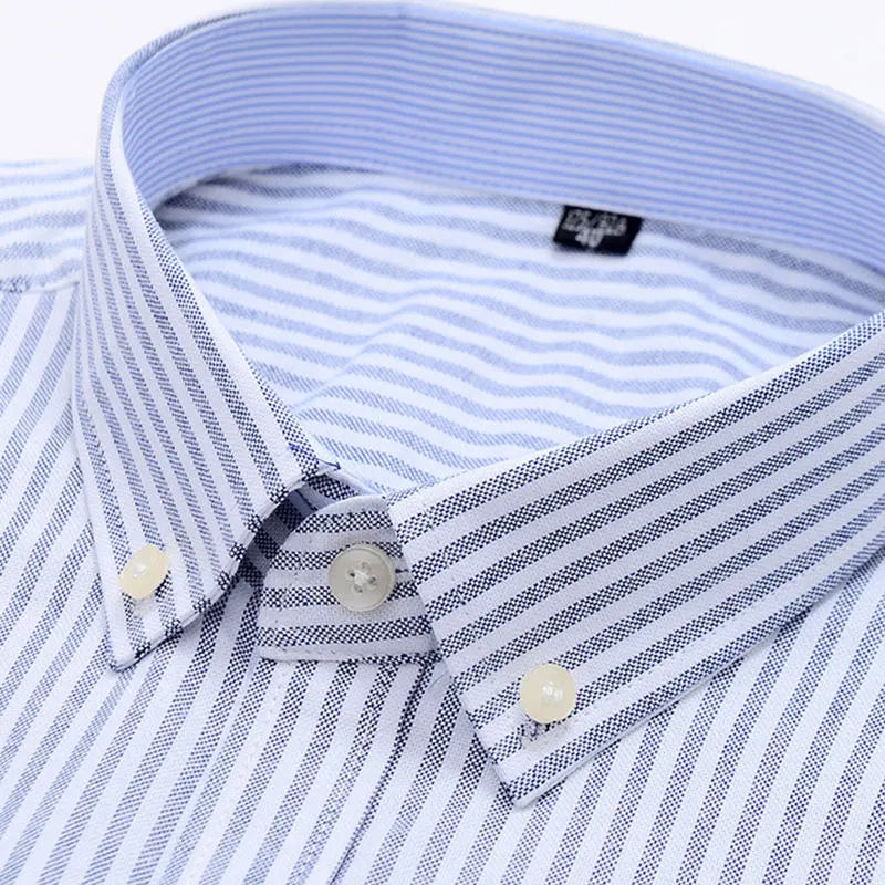 6XL 7XL Men\'s short sleeved shirt Summer 100% cotton Oxford fashion plaid high quality breathable pocket free iron plus size new