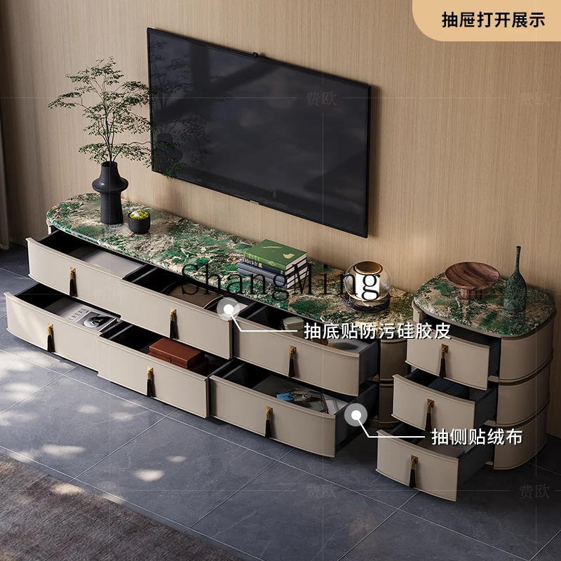 

CL light luxury TV cabinet large apartment marble living room fashionable modern high-end floor cabinet coffee table combination
