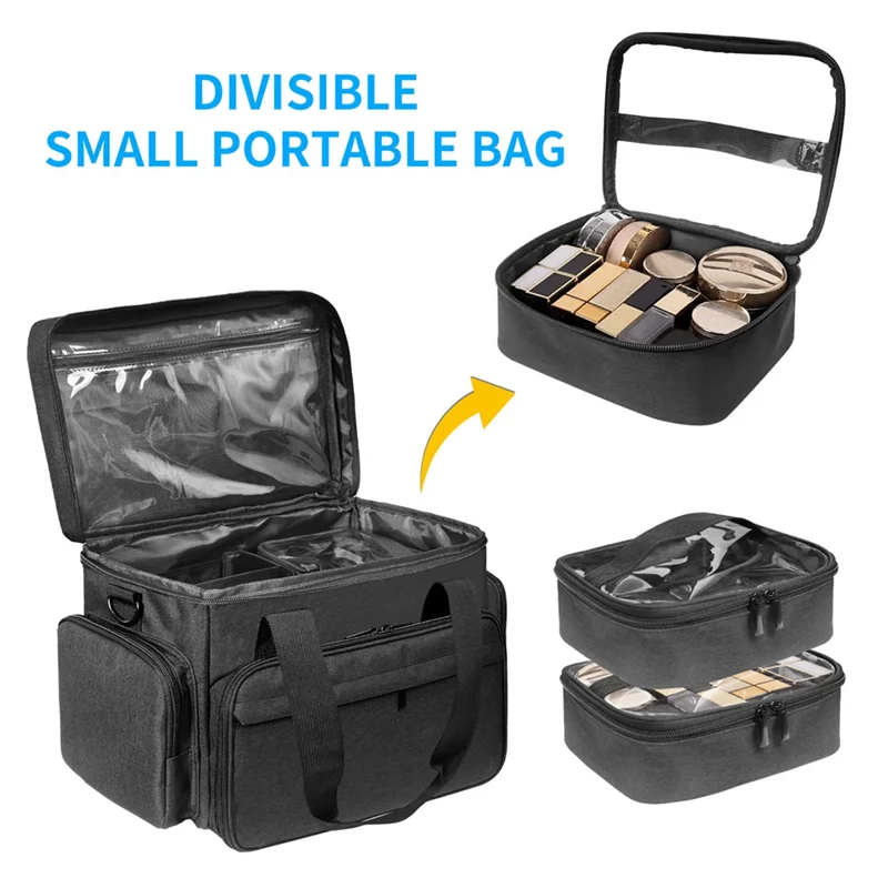 ABLA-Detachable And Separable Double Cosmetic Bag To Store Cosmetics And Hair Care Products Multifunctional Cosmetic Bag