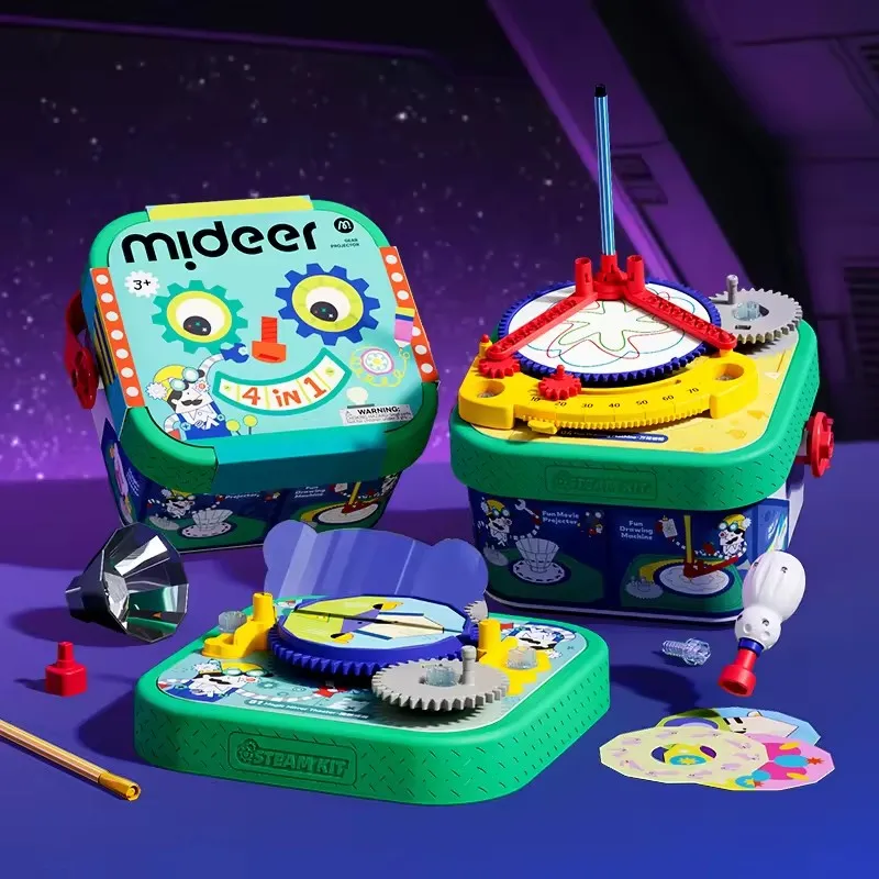 Mideer Gear Projector 4-in-1Stem Exploration Set Mirror Image Persistence of Vision Color Mixing & Curve Drawing Educational Toy