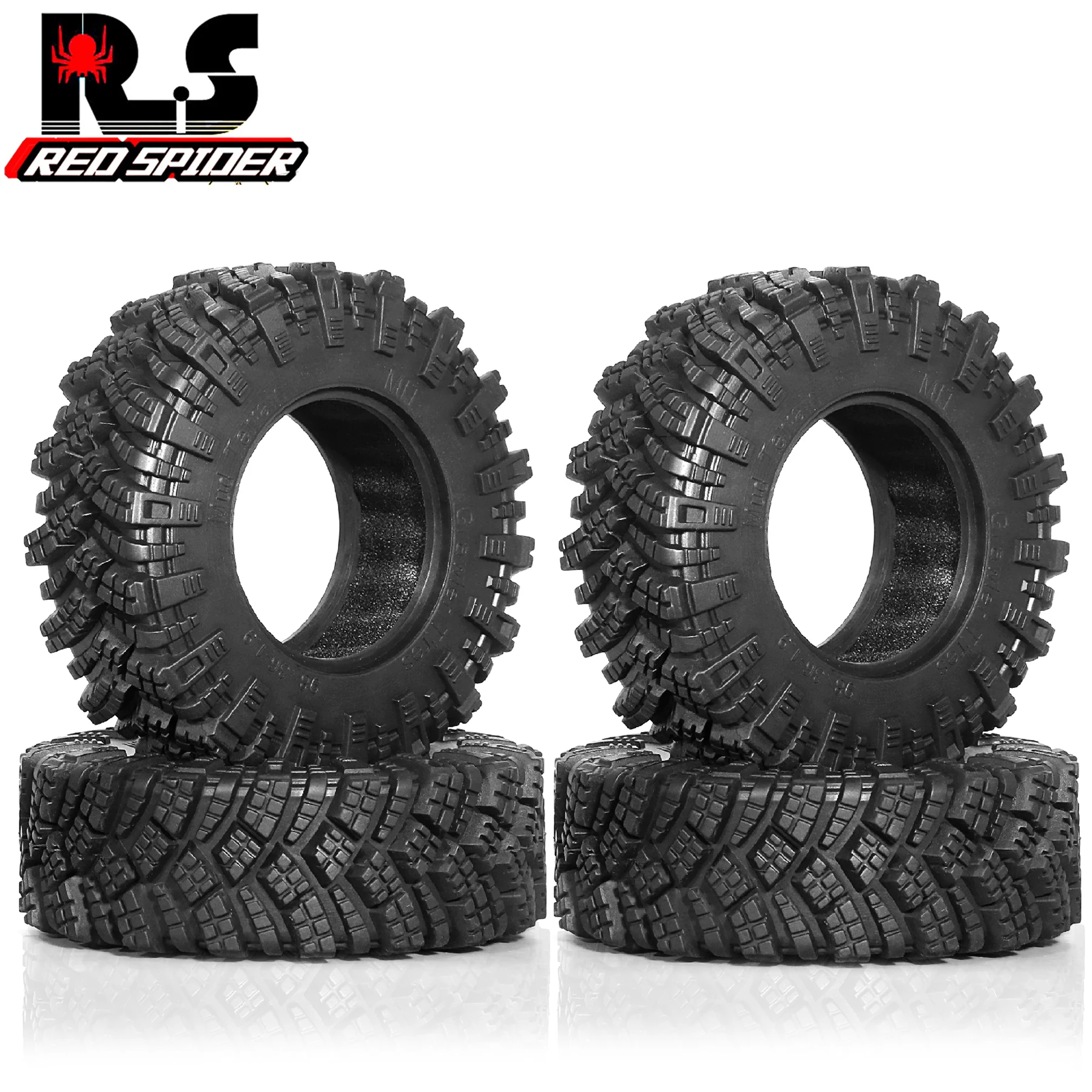 Opony gumowe RED SPIDER 4 szt. 1.9 cala 98mm*36mm do samochodów RC typu crawler 1/10 1/12 Axial SCX10 II III TRX4 6 GEN7/8 D90 MJX H12P MN128 — 2
