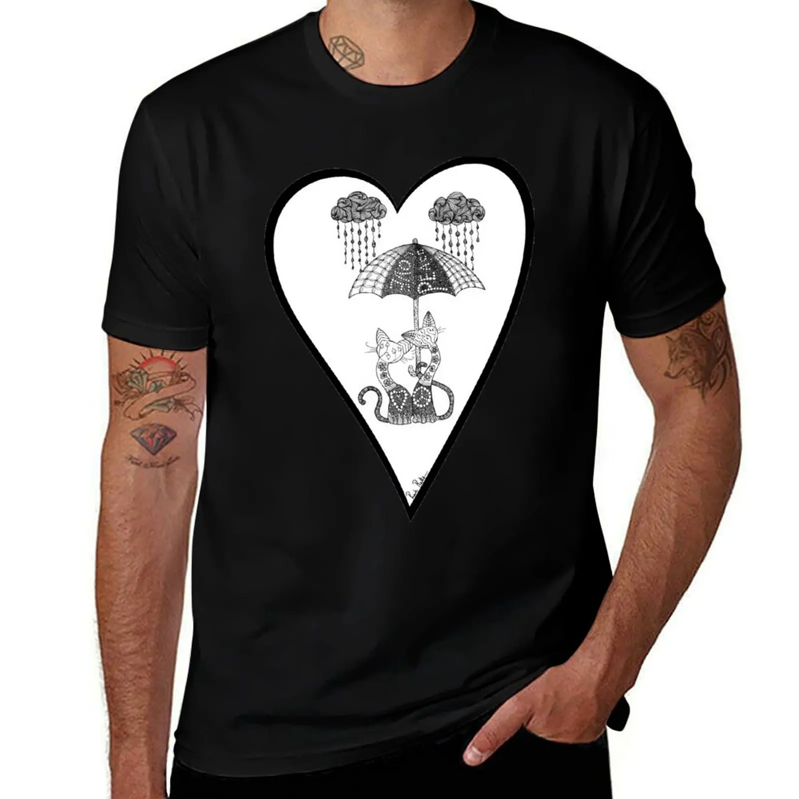 

Seattle Kitties under Umbrella Zendoodle T-Shirt t shirt men 100% cotton luxury brand T-Shirt