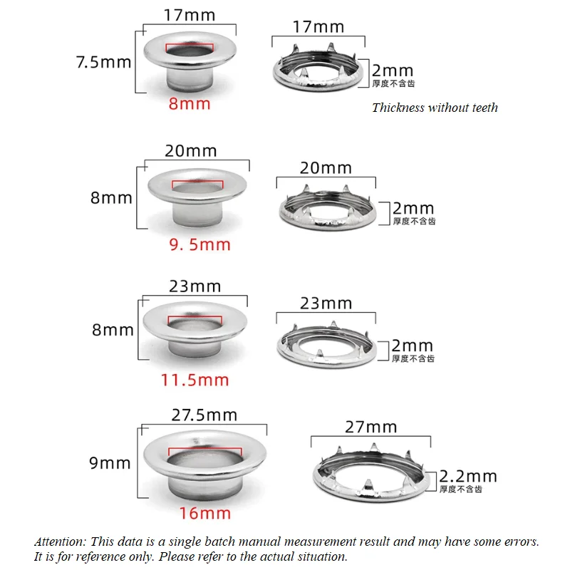 Inside 8-16mm Canvas Buttonholes Stainless Steel Eyelets Button Die Installation Tool Hollow Rivets Buckle Leather Rivets Molds