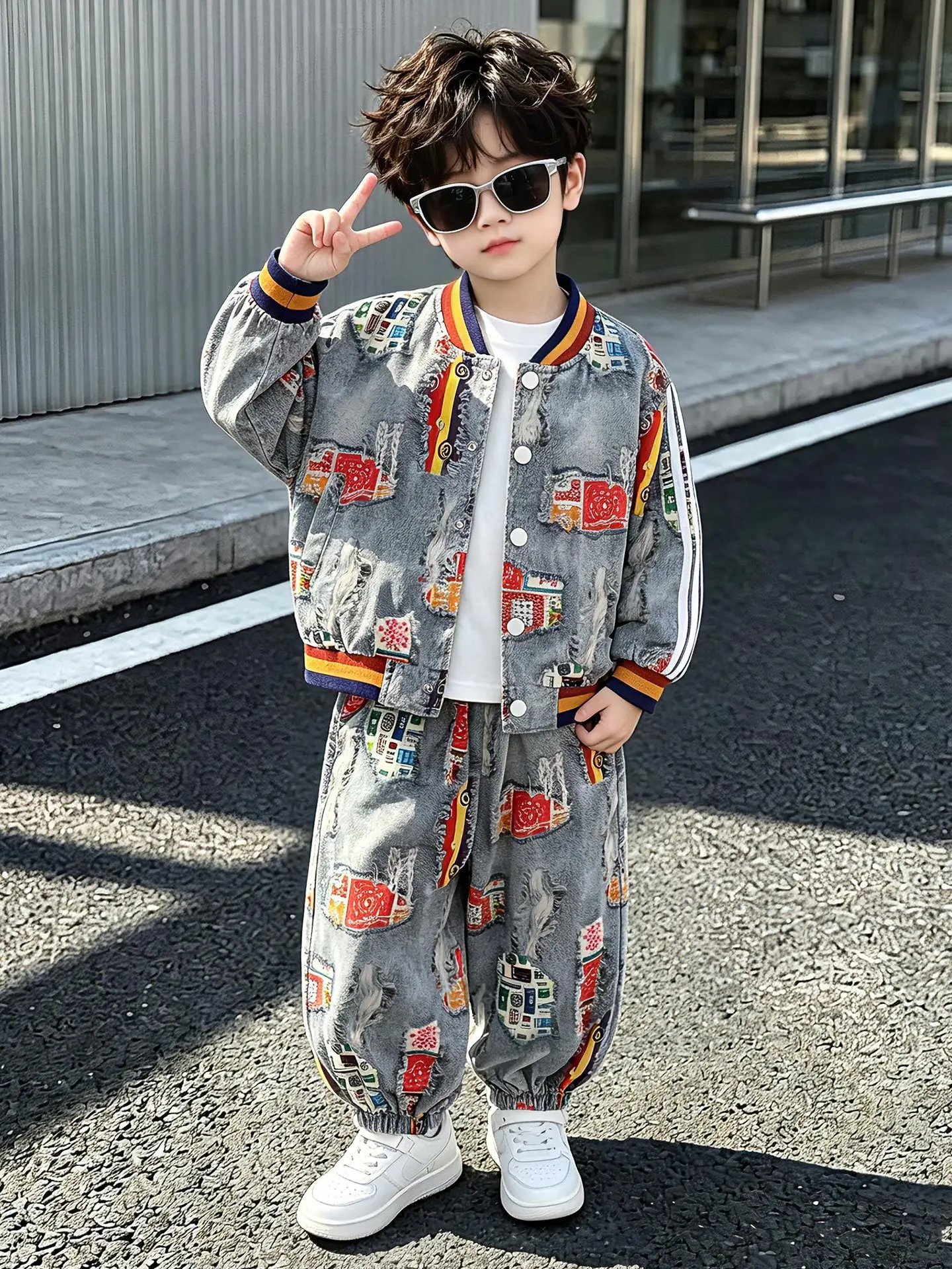 Big Boys Clothes Suit Autumn Outfit Children's Patchwork Jacket+Pants 2PCS/Set Fashion Teen Luxury Baseball uniform 2-13 Years