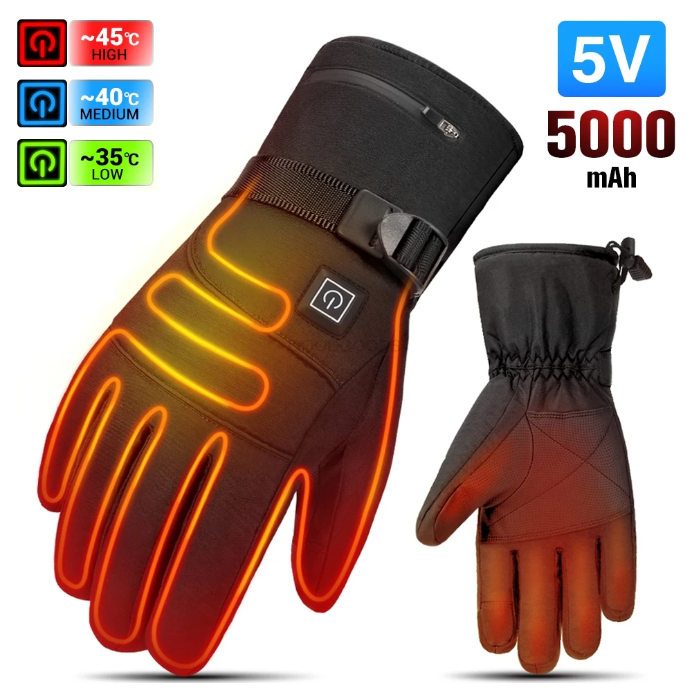 

Electric Heated Gloves Motorcycle Winter Moto Heated Gloves Warm Waterproof Rechargeable Heating Thermal Gloves For Snowmobile