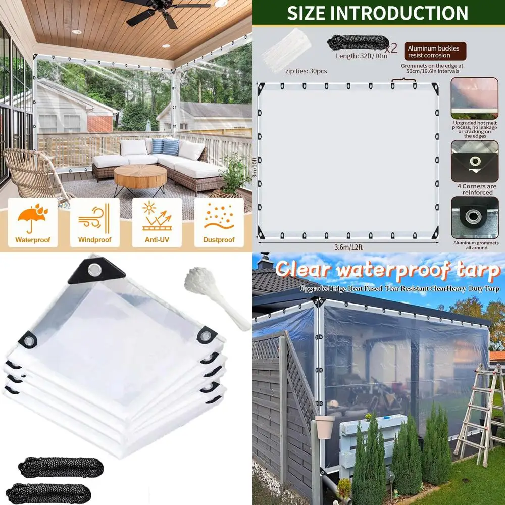 

Сверхмощные водонепроницаемые брезенты длиной 10x12 футов с жаропрочными краями, устойчивыми к разрыву, втулками для патио, защиты от атмосферных воздействий и различными U-образными краями.