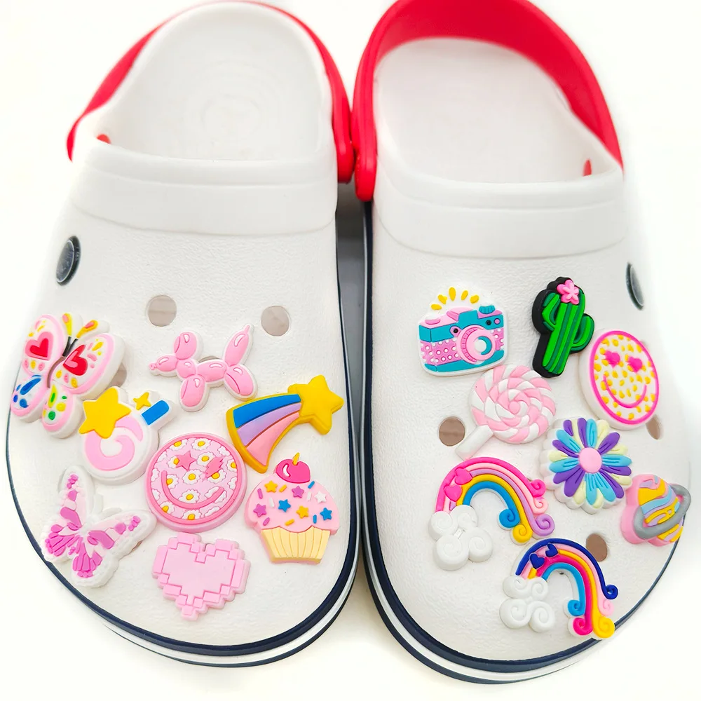 Unique Design Cartoon Adorable flowers DIY accessories  PVC Praise Shoe charmas clow for clogs Slides Gift Idea Multiple designs