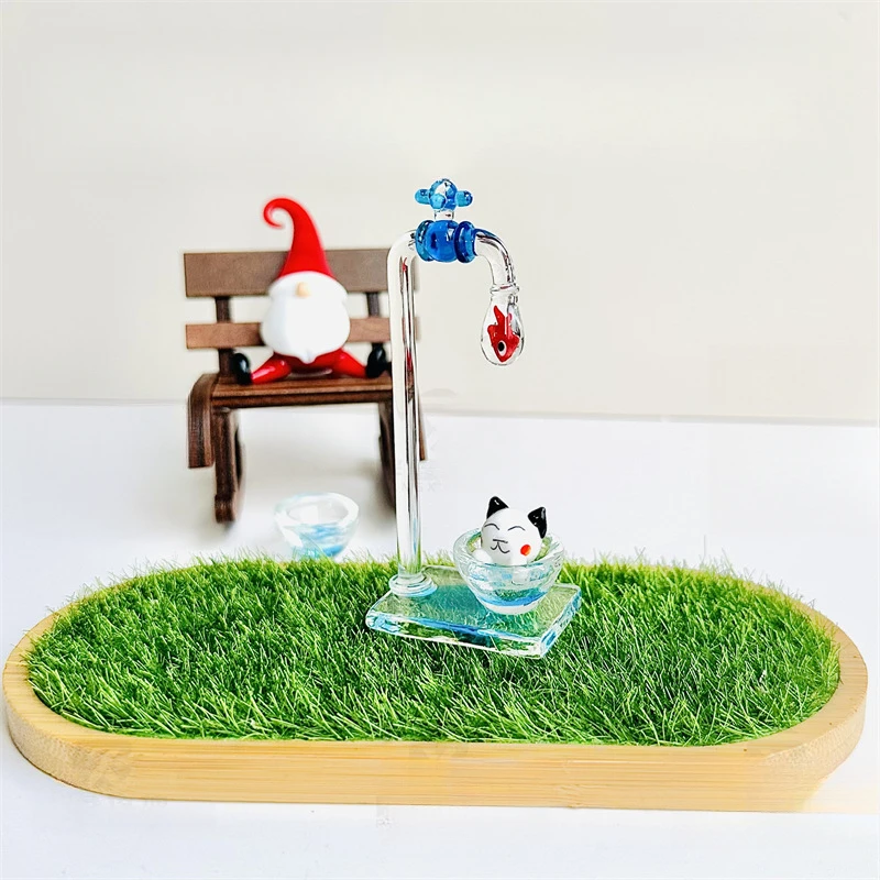 Handmade Faucets Glaze Ornaments Creative Fish Tank Figurines Funny Cat Home Decor Original Design Desktop Accessories 2025 New
