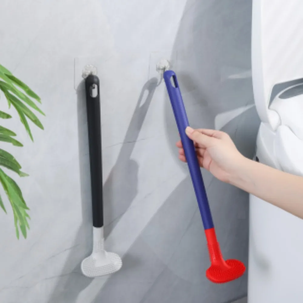 2/1 Pcs Bathroom Toilet Brush Toilet Bowl Cleaner Brush Long Rounded Grip Wall Mounted Silicone Toilet Brushes Anti-Drip Craft