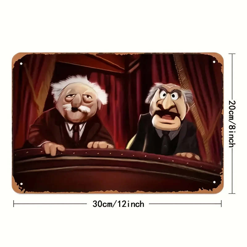 Statler & Waldorf Vintage Metal Wall Art - 8x12 Inch, Iron Trim Poster for Home, Cafe, Bar Decor
