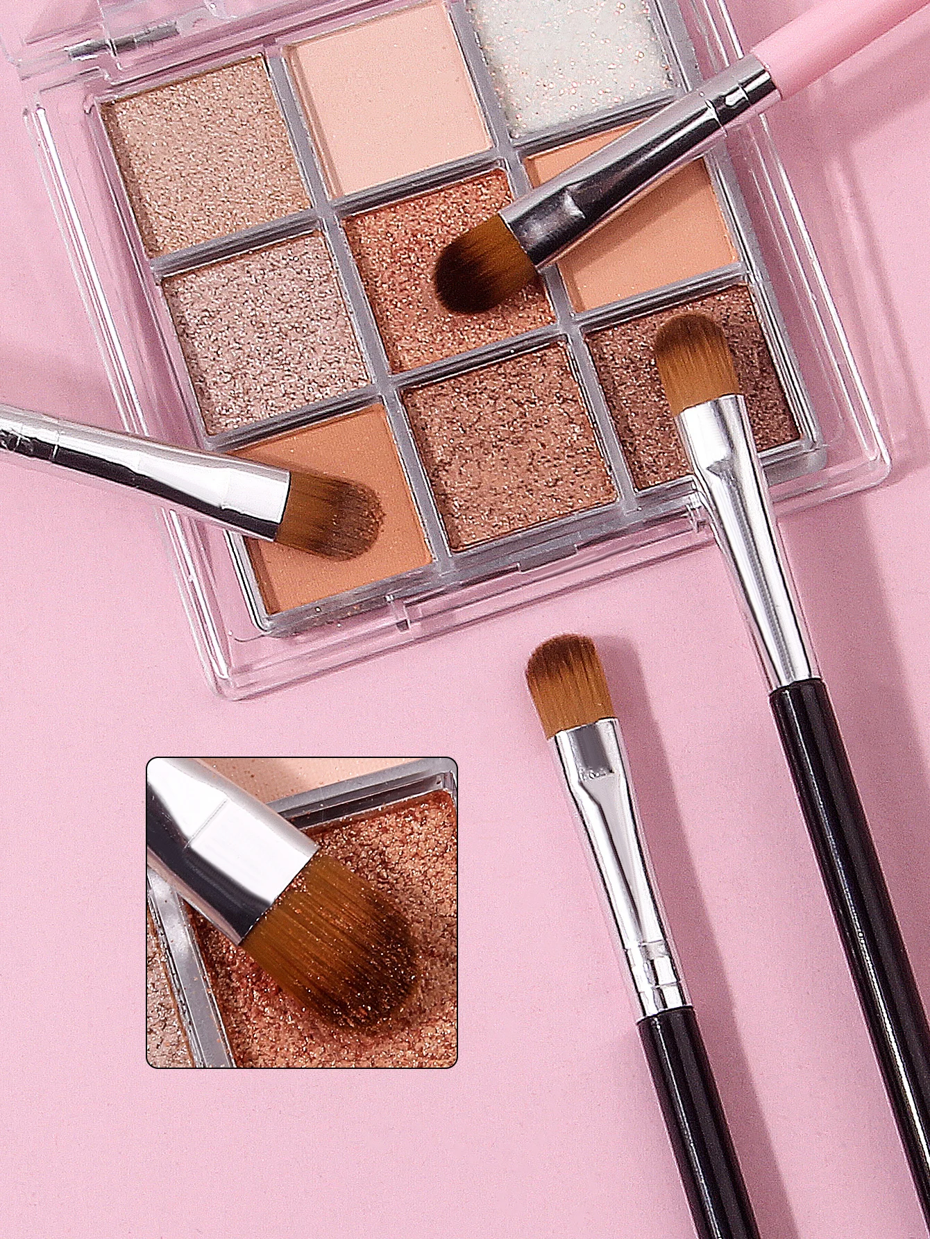 مجموعة فرش ظلال عيون متعددة الوظائف مكونة من 6 قطع، فرشاة كونسيلر برأس مستديرة مسطحة، فرشاة مزج مكياج العيون، فرشاة مكياج احترافية