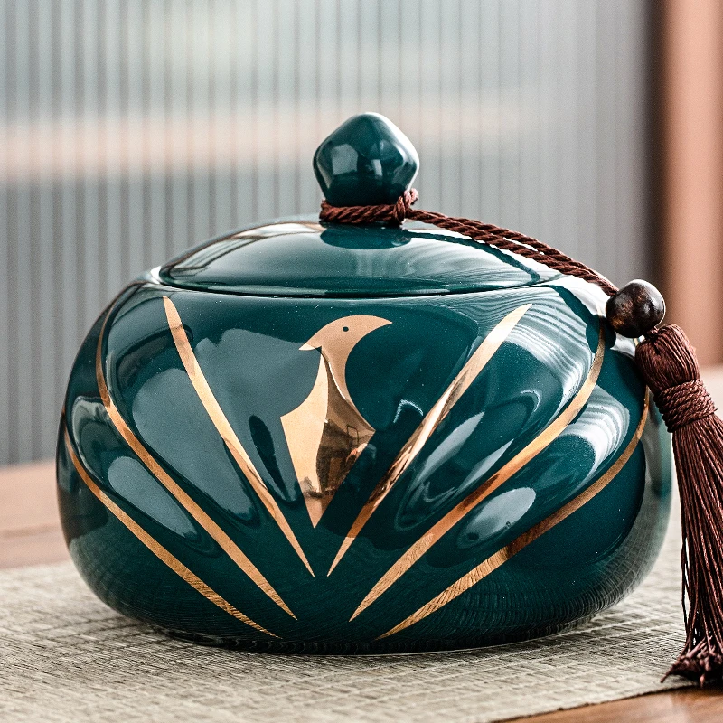 

Китайская керамическая канистра для чая, высококачественная позолоченная коробка конфет, бытовая многофункциональная банка для хранения лекарственных трав с кофейными зернами