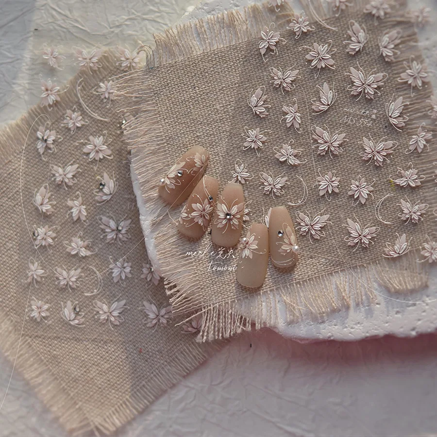 رائعة ثلاثية الأبعاد الزهور فراشة مسمار الفن ملصقات 5D كريستال الماس ملصقات بمادة لاصقة ذاتية للأظافر DIY بها بنفسك مانيكير الديكور الشارات