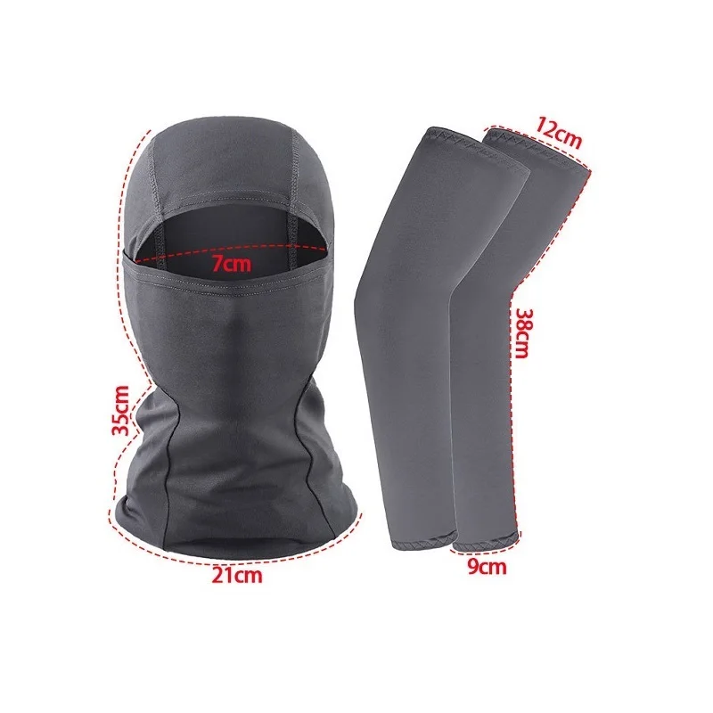 Head Sock Under Helmet Balaclava Helmet Motorcycle Hunting Hat Bike Running Face Cover and Cooling Arm Sleeves Set