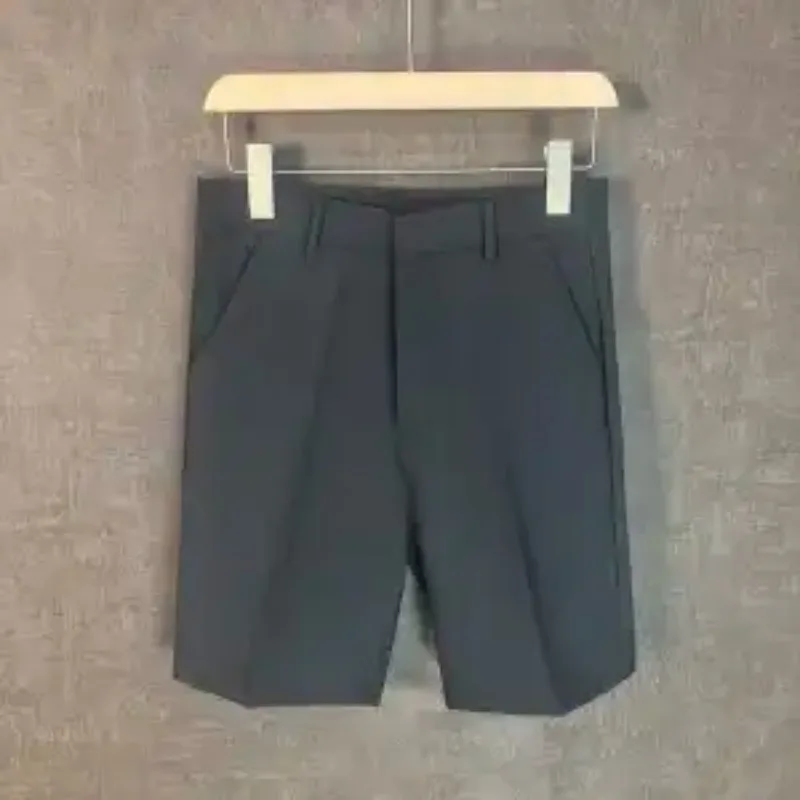 

Мужские легкие деловые шорты-костюмные брюки премиум-класса, прямого кроя, укороченные, летние, тонкие, повседневные, средней длины