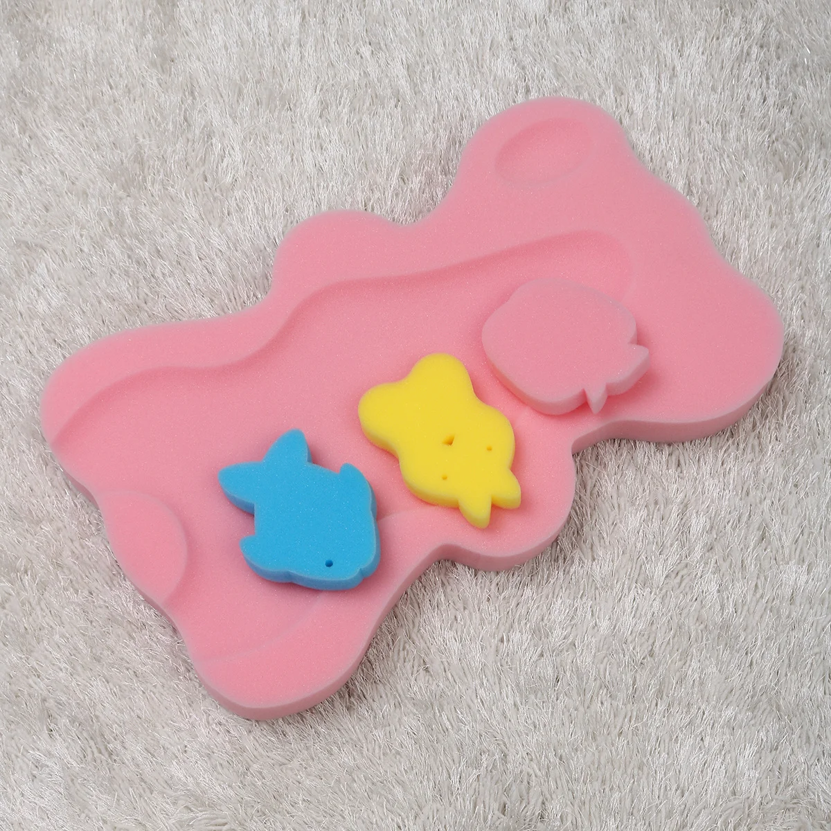 

1pc Bath Sponge Mat Non-Slip Infant Bathing Cushion For Newborns Quick Dry Support Head Bath Mat Back Pink