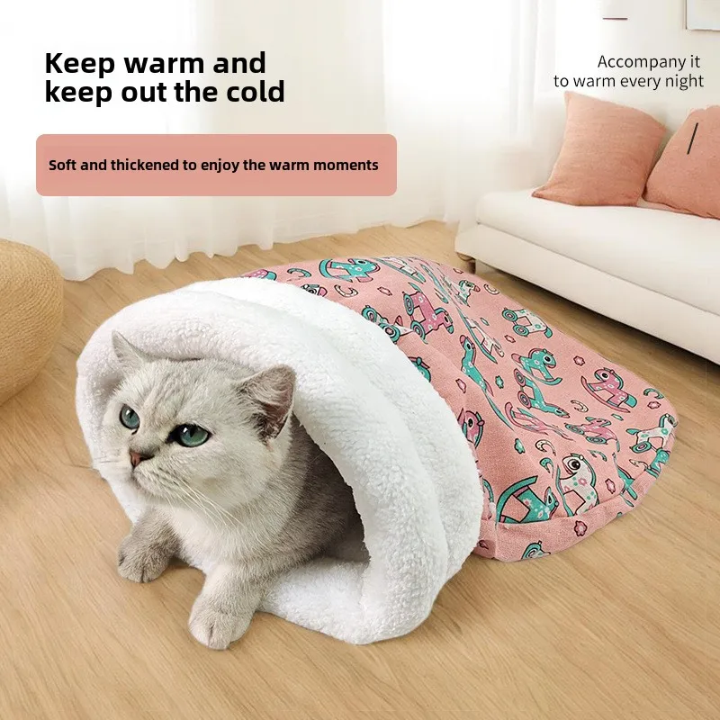 Warm Cat dog Sleeping Bag Soft Cat Bed Comfortable Tunnel Cat Nest Closed Pet House for Cats Lovely Cat Nest