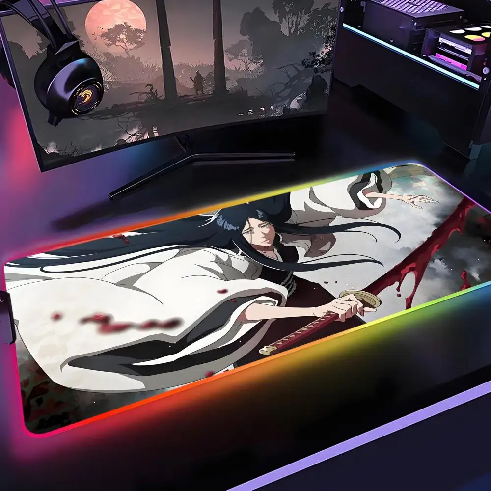 

Unohana Retsu Mouse Pad Gamer Rgb Desk Mat Back Light Led Mousepad Setup Gaming Accessories Deskmat Big Mousepepad Backlight