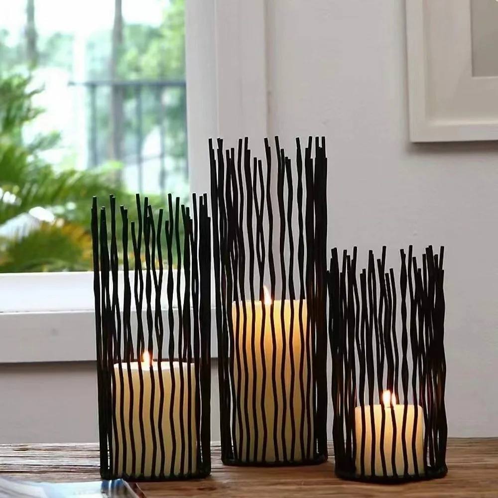 

Nordic Style Luxury Abstract Pen Container Iron Cylinder Candle Holder Lantern Home Desktop Decoration Wedding Party Ornaments