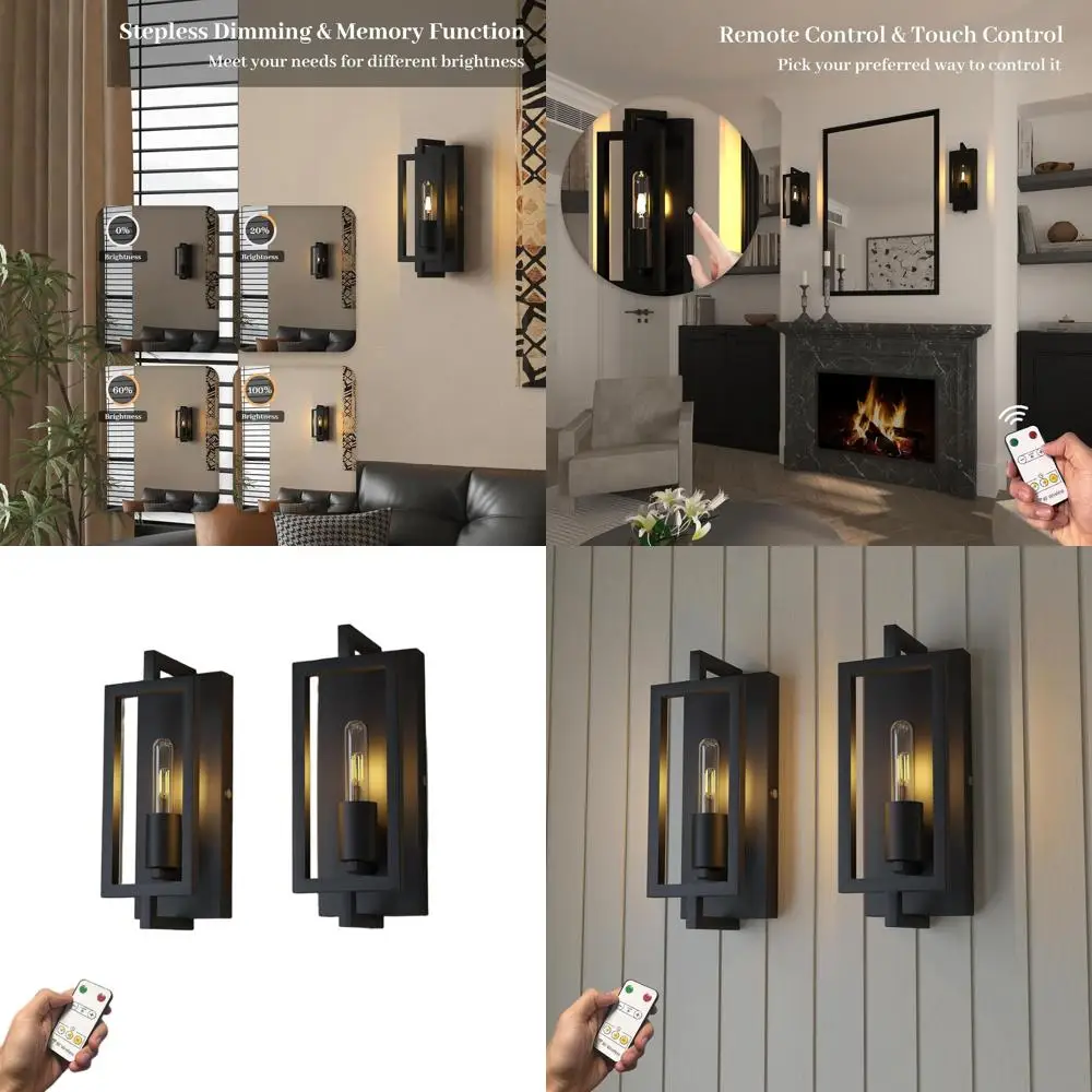 

Настенные светильники на батарейках в винтажном стиле с регулируемой яркостью и пультом дистанционного управления, простая установка для гостиных, перезаряжаемые бра, идеально подходят для домашнего декора