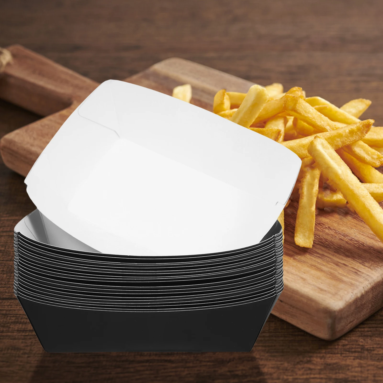 

20 Pcs Kraft Paper Packing Boxes Lightweight Open Top Waterproof Disposable Containers For Hot Dogs Chicken Wings Barbecue Food