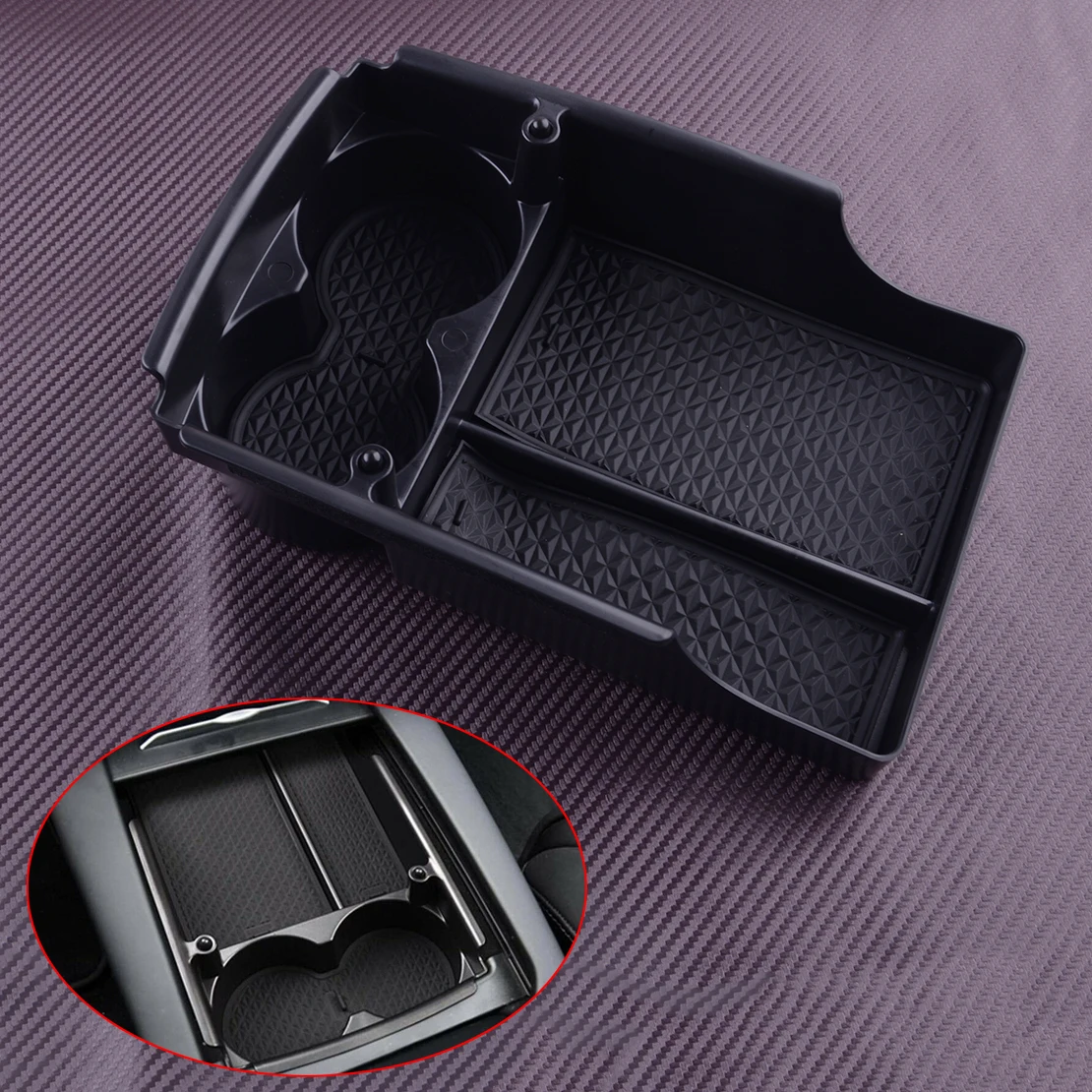 Car ABS Black Front Center Console Armrest Storage Box Cup Holder Organizer Tray Fit For Tesla Model S/X 2018-2021 2017 2016