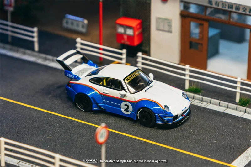 

(Предзаказ) Tarmac Works 1:64 RWB993 Liberty Walk, синий, белый, литой под давлением, модель коллекционной машины, автомобиль