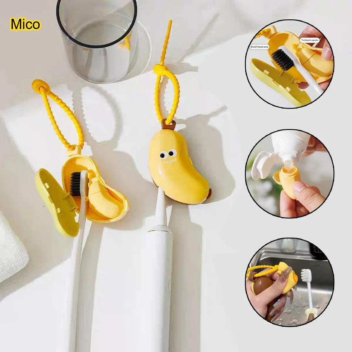 

2 popular banana shaped toothbrush head protective covers, portable toothbrush storage dust cover