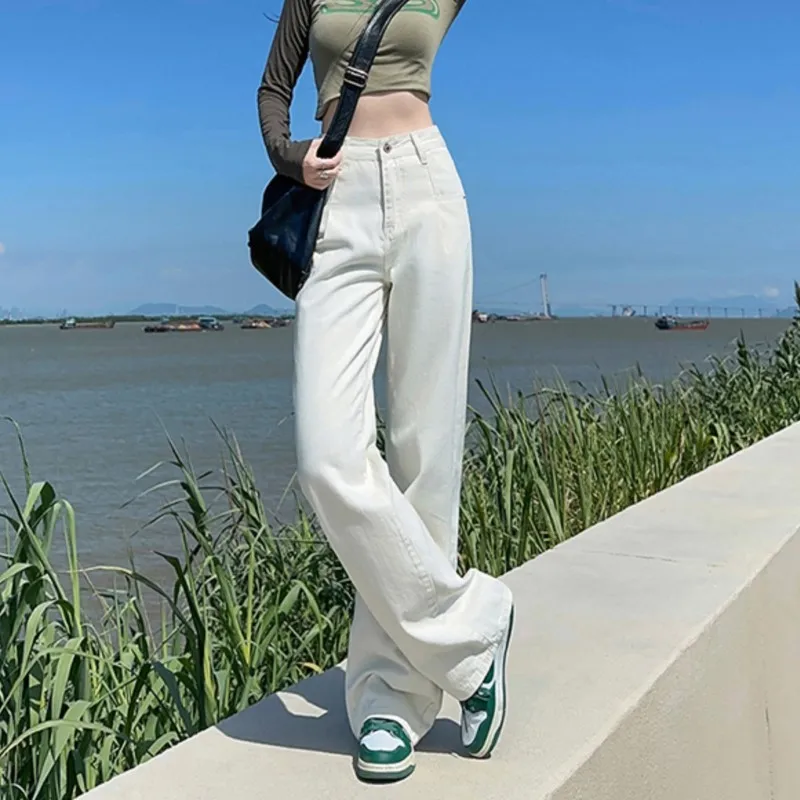 Denim Jeans Women Straight Loose White New Brand Sexy Pants High Quality Daily Sexy Trousers All Season Dropship