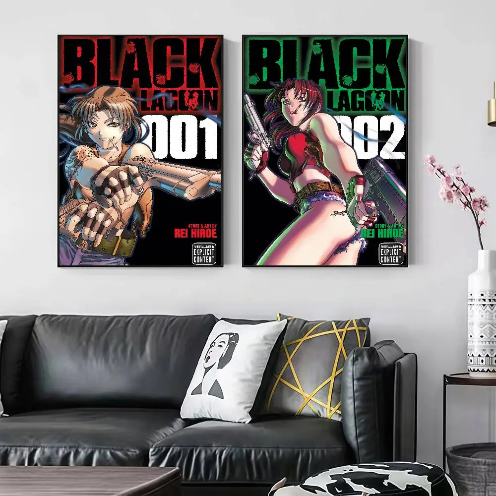 Anime Black L-Lagoon Peelable Self-adhesive Poster Stickers Are Suitable For Frameless Wall Decoration In A Room