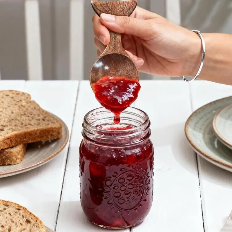 

Pack of 2 Natural Wooden Kitchen Spoons with Decorative Fish Design Nonslip Grip and Easy Cleaning for Salt Spices
